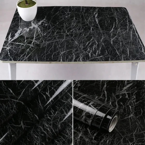 Self Adhesive Black Marble Sheet Sticker For Kitchen | Anti Oil And Heat Resistant Wallpaper (60*200)